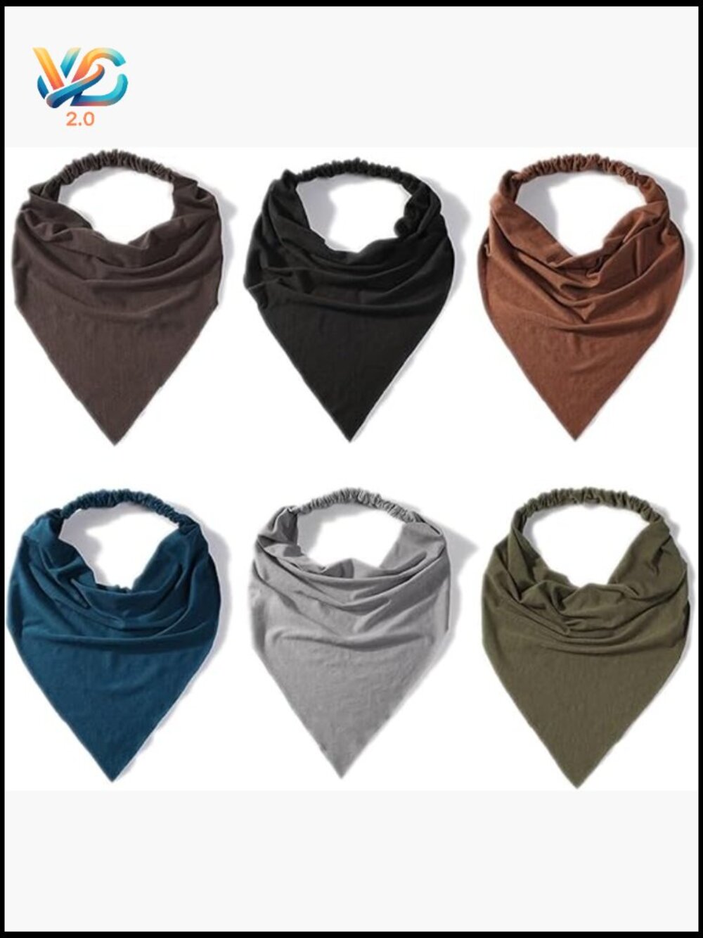 6 Pack Triangle Hair Scarf Headband for Women Boho Elastic Bandana Non Slip